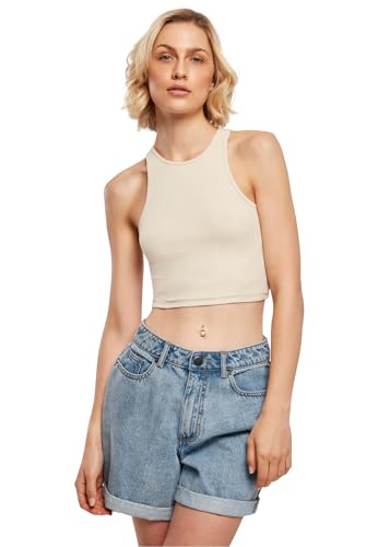 Urban Classics Damen Top Cropped Rib Top, geripptes Top für Frauen, kurz geschnitten, Slim Fit, softseagrass, XXL von Urban Classics