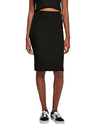 Urban Classics Damen Dames Rib Knit Midi rok Skirt, Schwarz, L EU von Urban Classics