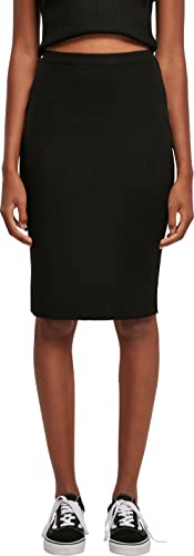 Urban Classics Damen Dames Rib Knit Midi rok Skirt, Schwarz, M EU von Urban Classics