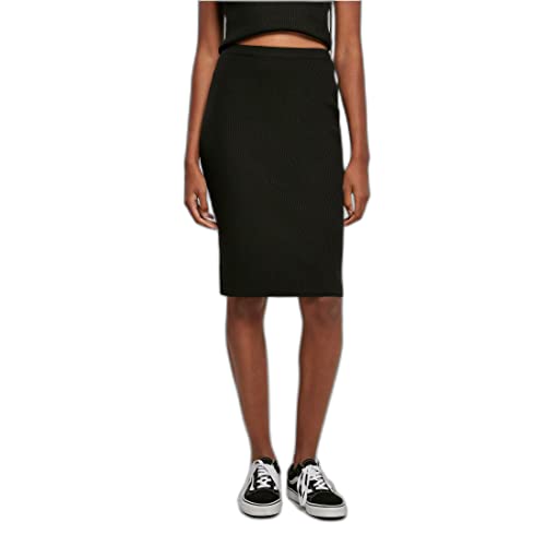 Urban Classics Damen Dames Rib Knit Midi rok Skirt, Schwarz, XL EU von Urban Classics