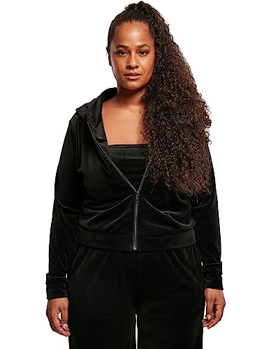 Urban Classics Damen Dames Short Velvet Zip Hoody Kapuzenpullover, Schwarz, XS EU von Urban Classics