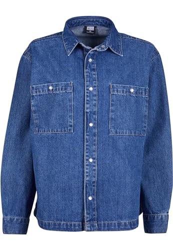 Urban Classics Damen TB6129-Ladies Oversized Denim Shirt Hemd, mid Indigo Washed, L von Urban Classics