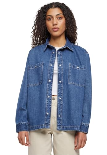 Urban Classics Damen Hemd Ladies Oversized Denim Shirt mid Indigo Washed XS von Urban Classics