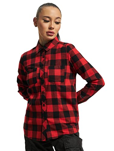 Urban Classics Damen Ladies Turnup Checked Flanell Shirt Hemd, blk/red, M von Urban Classics