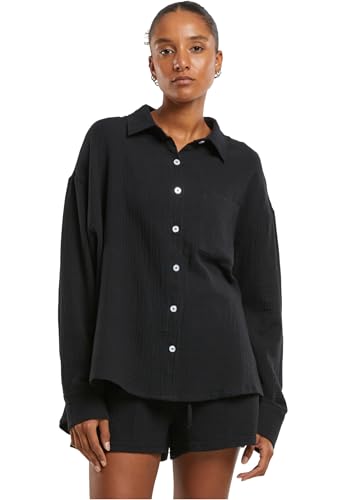 Urban Classics Damen Hemdbluse Ladies Oversized Musselin Blouse, Damenbluse in Oversized Optik aus Musselin-Stoff, Größen XS - 5XL von Urban Classics