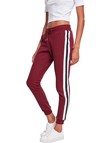 Urban Classics Damen Ladies College Contrast Sweatpants Hose, Mehrfarbig (Port/White/Black 01554), W27 (Herstellergröße: S) von Urban Classics