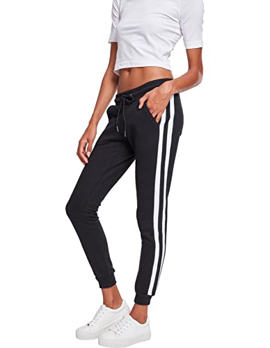 Urban Classics Damen Ladies College Contrast Sweatpants Hose, Black/White/Black, M von Urban Classics