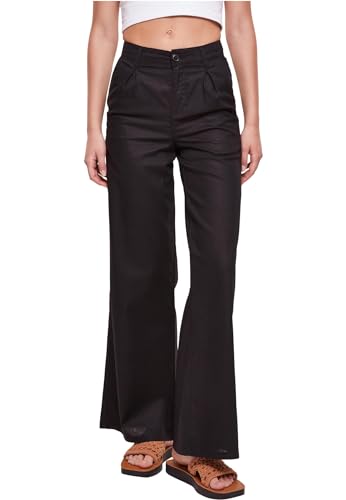 Urban Classics Damen Hose Ladies High Linen Mixed Wide Leg Pants Black 29 von Urban Classics