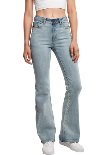 Urban Classics Damen Hose Ladies High Waist Flared Denim Pants Tinted Light Blue Washed 27 von Urban Classics