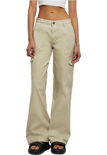 Urban Classics Damen TB6037-Ladies High Waist Straight Denim Cargo Pants Hose, Offwhite raw, 27 von Urban Classics