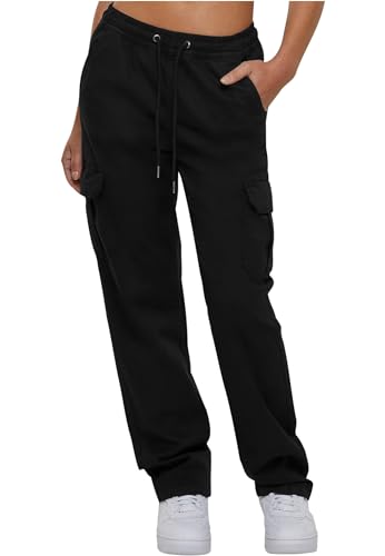 Urban Classics Damen TB6158-Ladies High Waist Twill Cargo Pants Hose, Black, 3XL von Urban Classics