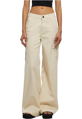 Urban Classics Damen Hose Ladies High Waist Wide Leg Twill Cargo Pants whitesand 27 von Urban Classics