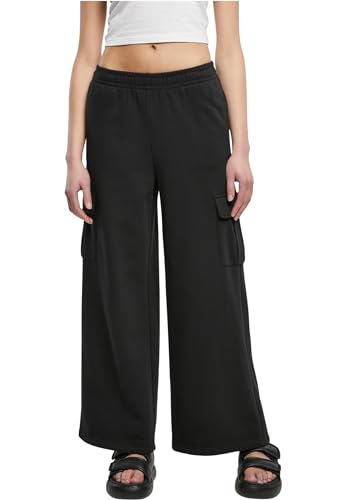 Urban Classics Damen TB6043-Ladies Highwaist Wide Leg Cargo Terry Pants Hose, Black, XL von Urban Classics