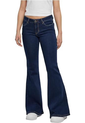 Urban Classics Damen Hose Ladies Organic Low Waist Flared Denim mid Indigo Washed 27 von Urban Classics