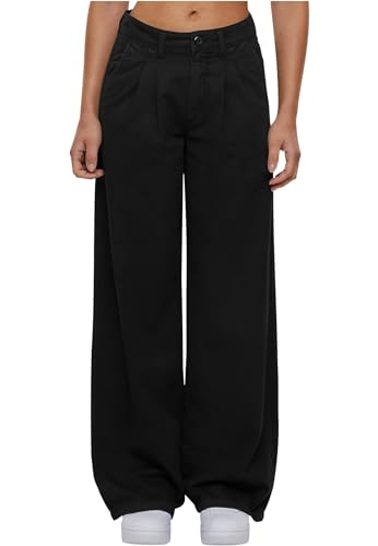Urban Classics Damen Stoffhose Ladies Organic Pleated Pants, Bundfaltenhose für Frauen, Weites Bein, Palazzo Hose von Urban Classics