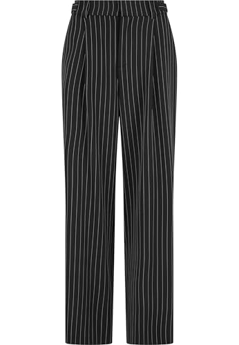 Urban Classics Damen Hose Ladies Pinstripe Wide Leg Trousers, lässige Hose mit weitem Bein und gewebten Nadelstreifen, Größen 26-36 von Urban Classics