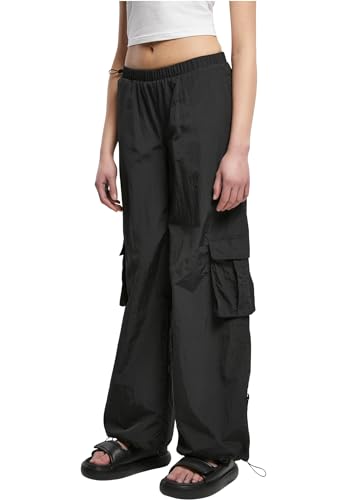 Urban Classics Damen TB6044-Ladies Wide Crinkle Nylon Cargo Pants Hose, Black, 3XL von Urban Classics