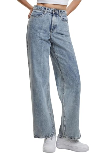 Urban Classics Damen Hose Ladies Wide Leg Slit Denim Tinted lightblue Washed 30 von Urban Classics