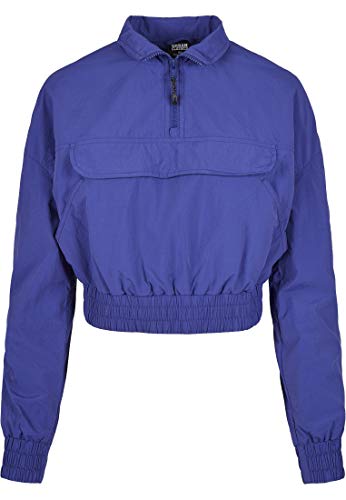 Urban Classics Damen Ladies Cropped Crinkle Nylon Pull Over Jacket Windbreaker, bluepurple, M von Urban Classics