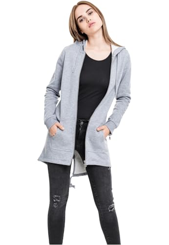 Urban Classics Damen Sweatjacke Ladies Sweat Parka, lange Kapuzenjacke im Stil eines Zip Hoodie - Farbe grau, Größe M von Urban Classics