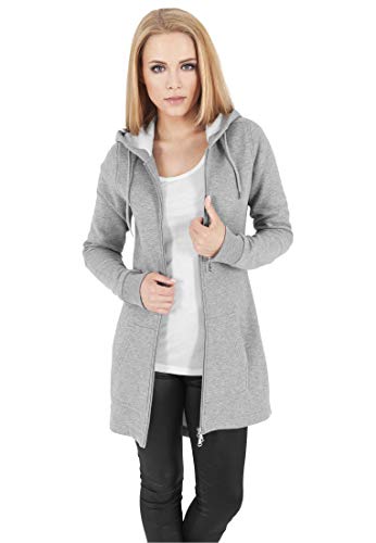 Urban Classics Damen Sweatjacke Ladies Sweat Parka, lange Kapuzenjacke im Stil eines Zip Hoodie - Farbe grau, Größe XS von Urban Classics