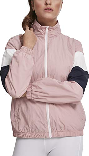 Urban Classics Damen Jacke Ladies 3-Tone Crinkle Track Jacket, Rosa (Darkrose/NVY/Wht 01724), Small (Herstellergröße: S) von Urban Classics