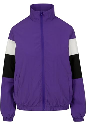 Urban Classics Damen Jacke Ladies 3-Tone Crinkle Track Jacket Violett (Ultraviolet/Blk/Wht 01723) Small (Herstellergröße: S) von Urban Classics