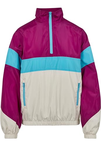 Urban Classics Damen Jacke Ladies 3-Tone Stand Up Collar Pull Over Jacket Mehrfarbig (Viola/Wht/Aqua 01726) Medium (Herstellergröße: M) von Urban Classics