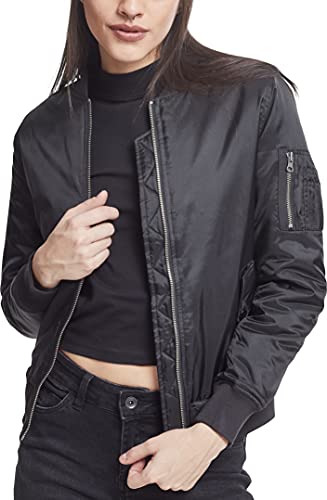 Urban Classics Damen Bomberjacke, Militärmantel, Schwarz, M von Urban Classics