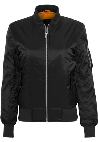 Urban Classics Damen Bomberjacke, Militärmantel, Schwarz, M von Urban Classics