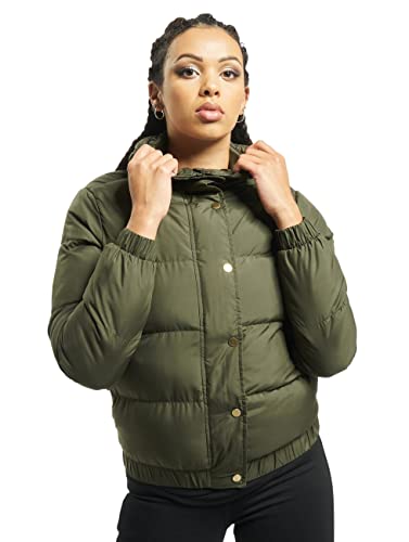 Urban Classics Damen Winterjacke Ladies Hooded Puffer Jacket, gefütterte Jacke für Herbst und Winter mit Kapuze, Daunenjacke - Farbe darkolive, Größe L von Urban Classics