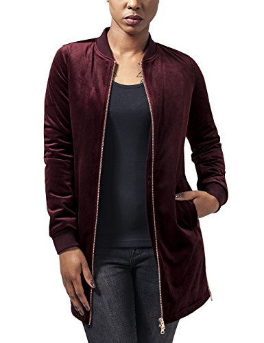 Urban Classics Damen Jacke Ladies Long Velvet Jacket, Gr. 36 (Herstellergröße: S), Rot (Burgundy 606) von Urban Classics