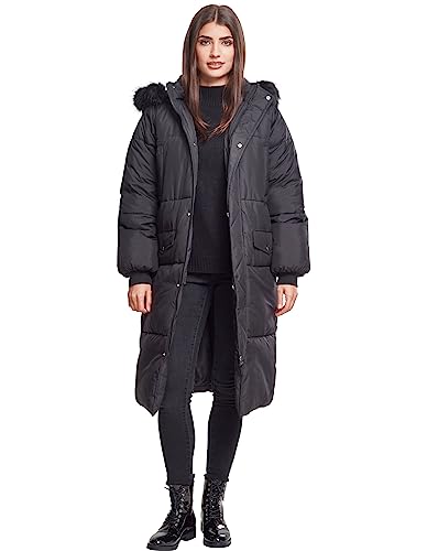 Urban Classics Damen TB2382-Ladies Oversize Faux Fur Puffer Coat Jacke, Schwarz (blk/blk 00017), X-Large von Urban Classics