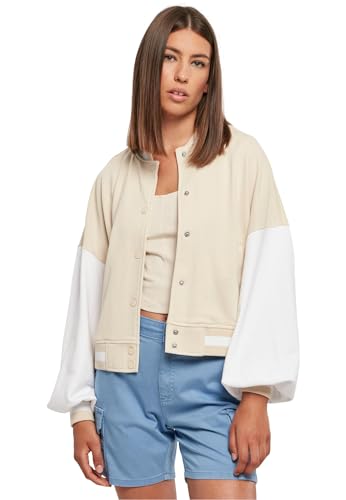 Urban Classics Damen Jacke Ladies Oversized 2 Tone College Terry Jacket softseagrass/white L von Urban Classics