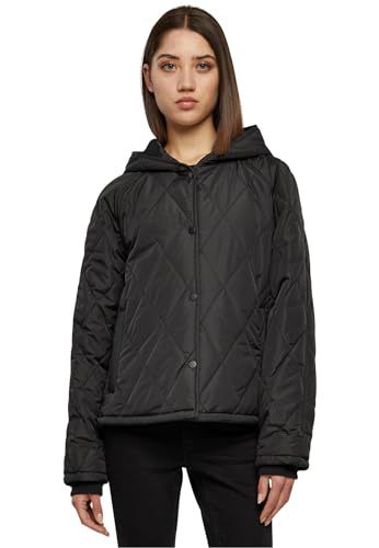 Urban Classics Damen TB6067-Ladies Oversized Diamond Quilted Hooded Jacket Jacke, Black, S Urban Classics Damen TB6067-Ladies Oversized Diamond Quilted Hooded Jacket Jacke, Black, S von Urban Classics