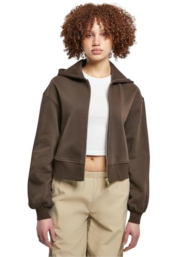 Urban Classics Damen TB4766-Ladies Short Oversized Zip Jacket Kapuzenpullover, Brown, S von Urban Classics