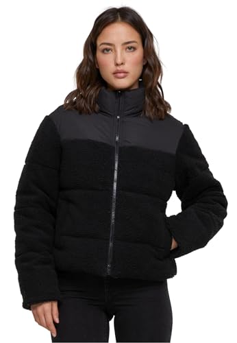 Urban Classics Damen Jacke Ladies Short Sherpa Mix Puffer Jacket black/black M von Urban Classics