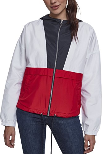 Urban Classics Damen Jacke Übergangsjacke Ladies 3-Tone Oversize Windbreaker - Farbe navy/white/fire red, Größe L von Urban Classics