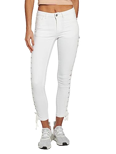 Urban Classics Damen Ladies Denim Lace Up Pants Skinny Jeans, Weiß (White 00220), 42 (Herstellergröße: 30) von Urban Classics