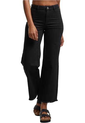 Urban Classics Damen Jeans Ladies Relaxed Straight Fit Denim, High-Waist Jeans mit geradem Bein und ausgefranstem Saum, 5-Pocket-Design, Größen 26-36 von Urban Classics