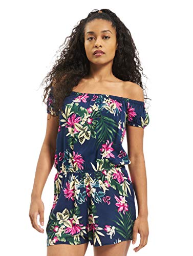 Urban Classics Damen Jumpsuit Ladies AOP Off Shoulder Short Einteiler Klassische Hose, Blue Flower, 5XL von Urban Classics