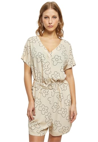 Urban Classics Damen Jumpsuit Ladies Short Viscose Belt Jumpsuit softseagrassflower 3XL von Urban Classics