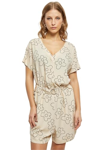 Urban Classics Damen Jumpsuit Ladies Short Viscose Belt Jumpsuit softseagrassflower XL von Urban Classics