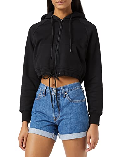 Urban Classics Damen Kapuzen-Sweatjacke Ladies Oversized Short Raglan Zip Hoody Strickjacke, Schwarz (Black 00007), X-Large (Herstellergröße: XL) von Urban Classics