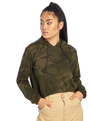 Urban Classics Damen Ladies Cropped Hoody Kapuzenpullover, Olive Camo, S von Urban Classics