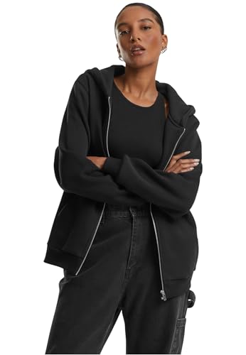 Urban Classics Damen Kapuzenpullover Ladies Fluffy Zip Hoody, Flauschiger Kapuzenpullover mit Reißverschluss für Frauen, Loose Fit von Urban Classics