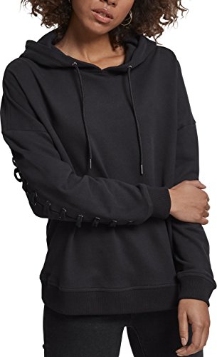 Urban Classics Damen Ladies Laced-Up Hoody Kapuzenpullover, Schwarz (Black 00007), Small von Urban Classics