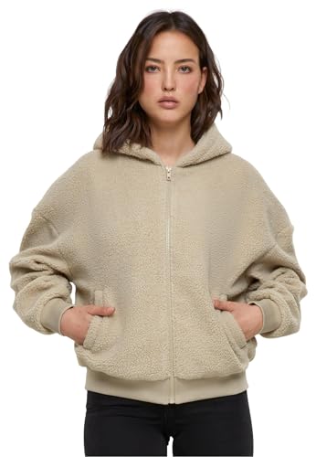 Urban Classics Damen TB6133-Ladies Oversized Sherpa Zip Hoody Kapuzenpullover, wetsand, L von Urban Classics