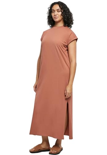 Urban Classics Damen Kleid Ladies Long Extended Shoulder Dress, langes Kleid für Frauen, Loose Fit, terracotta, L von Urban Classics