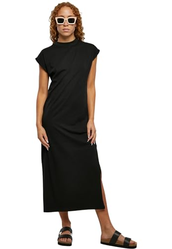 Urban Classics Damen Kleid Ladies Long Extended Shoulder Dress, langes Kleid für Frauen, Loose Fit, black, S von Urban Classics